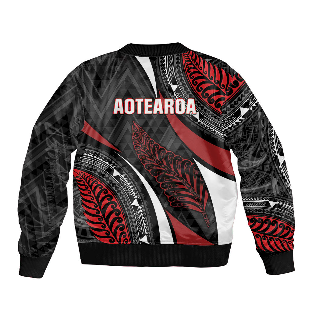 Aotearoa New Zealand Native Birds Map Sleeve Zip Bomber Jacket Silver Fern Tribal Pattern DT05 - Polynesian Pride