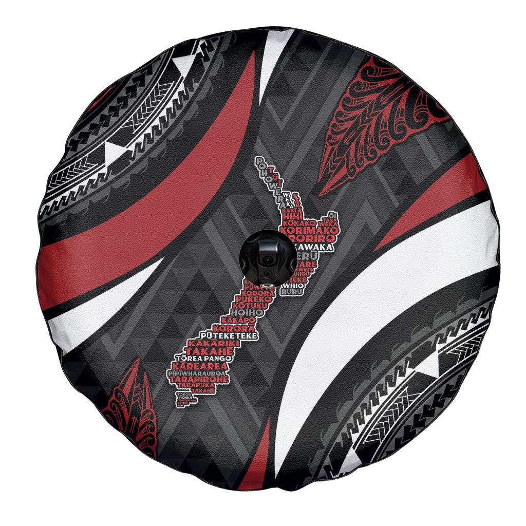 Aotearoa New Zealand Native Birds Map Spare Tire Cover Silver Fern Tribal Pattern DT05 - Polynesian Pride
