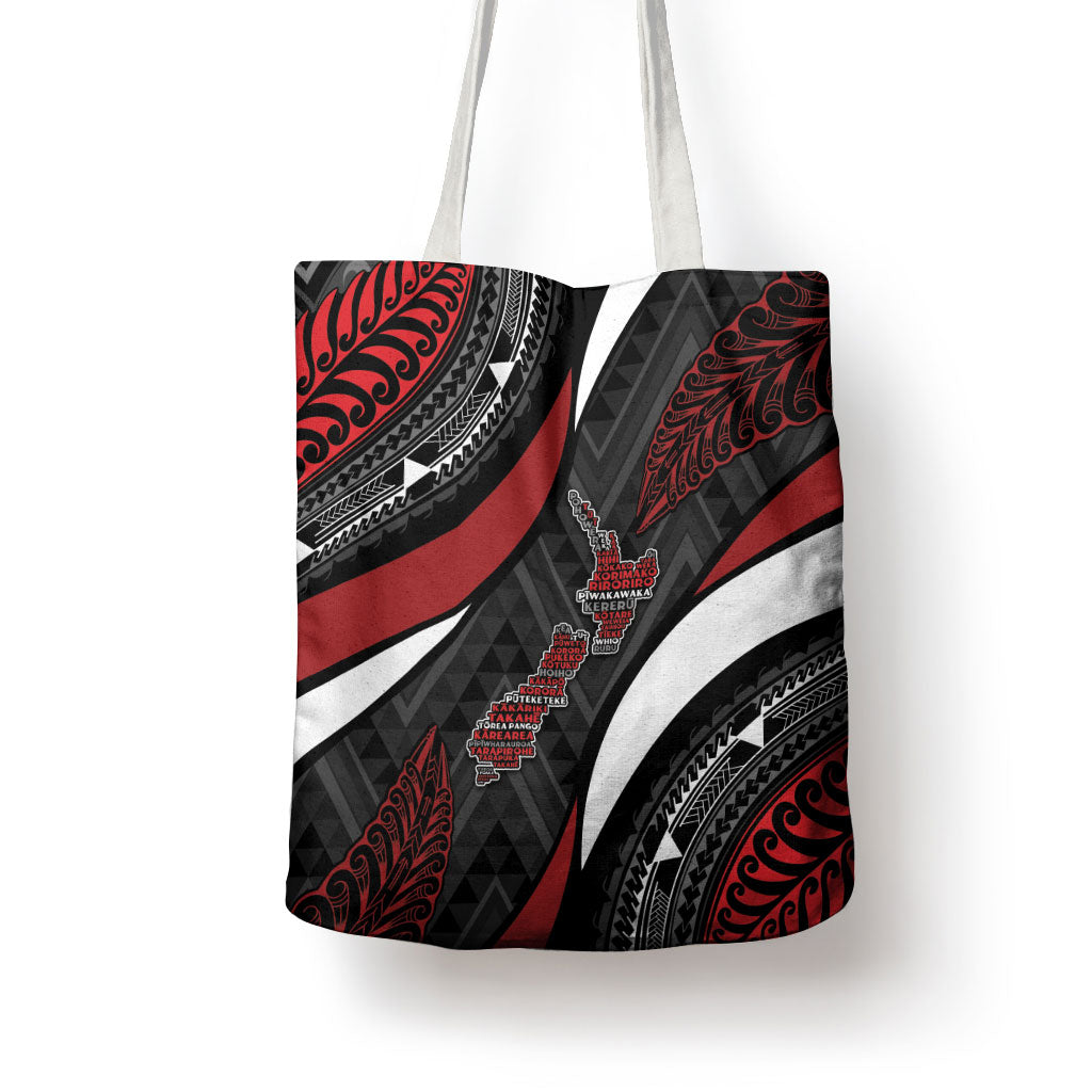 Aotearoa New Zealand Native Birds Map Tote Bag Silver Fern Tribal Pattern DT05 - Polynesian Pride