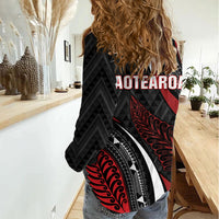 Aotearoa New Zealand Native Birds Map Women Casual Shirt Silver Fern Tribal Pattern DT05 - Polynesian Pride