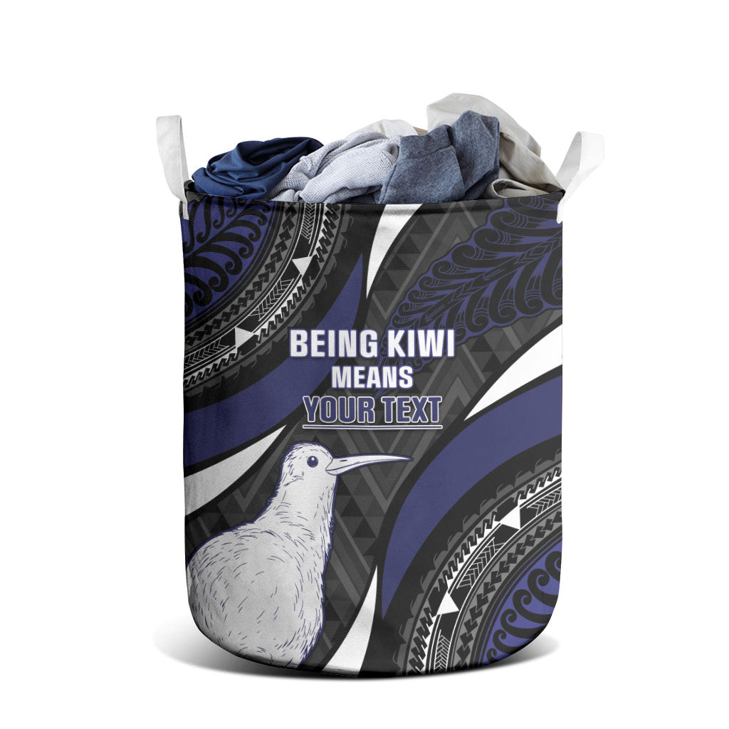 Personalised New Zealand Kiwi Laundry Basket Silver Fern Tribal Pattern DT05 - Polynesian Pride