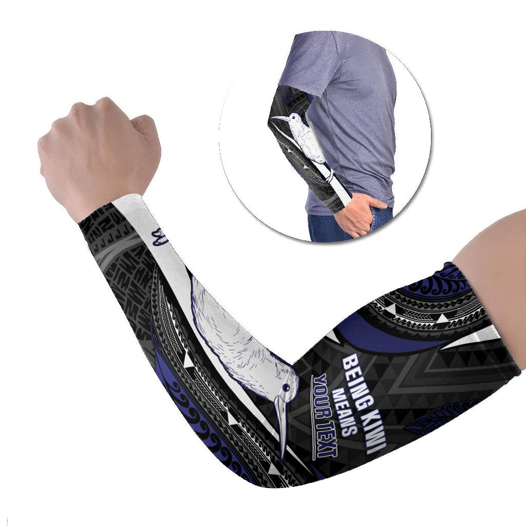 Personalised New Zealand Kiwi Arm Sleeves Silver Fern Tribal Pattern