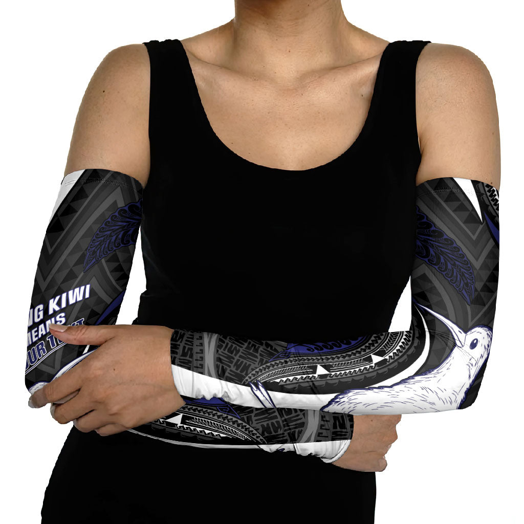 Personalised New Zealand Kiwi Arm Sleeves Silver Fern Tribal Pattern DT05 - Polynesian Pride