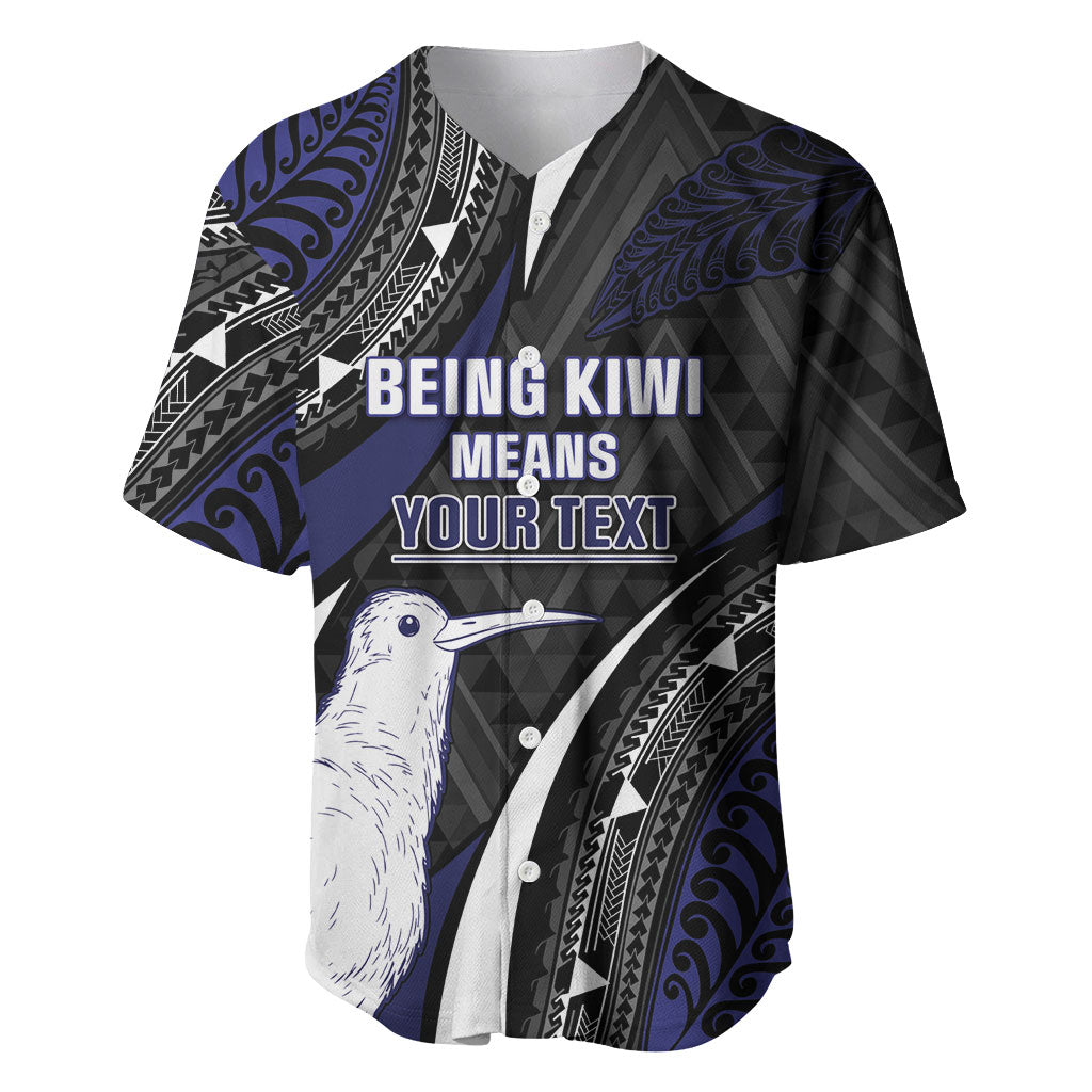 Personalised New Zealand Kiwi Baseball Jersey Silver Fern Tribal Pattern