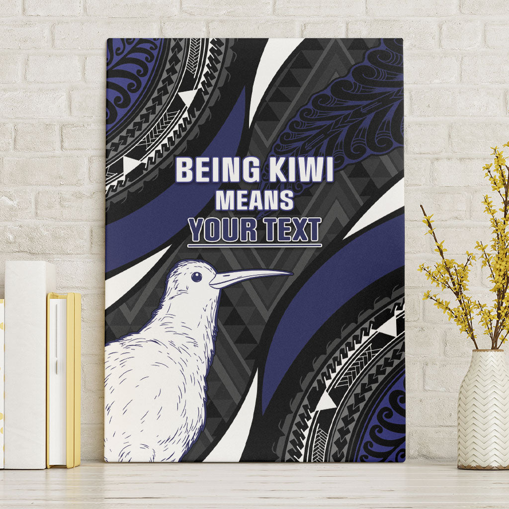 Personalised New Zealand Kiwi Canvas Wall Art Silver Fern Tribal Pattern