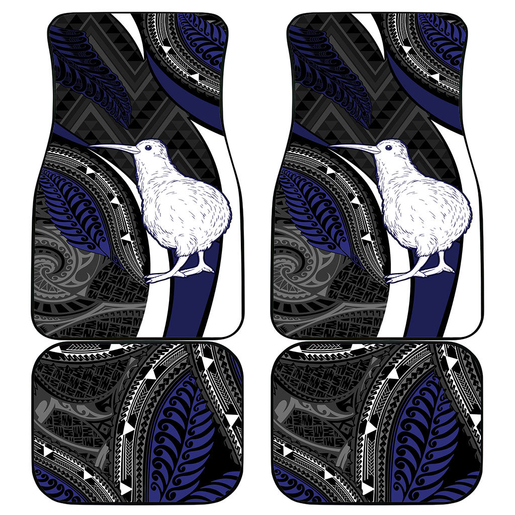 New Zealand Kiwi Car Mats Silver Fern Tribal Pattern DT05 - Polynesian Pride