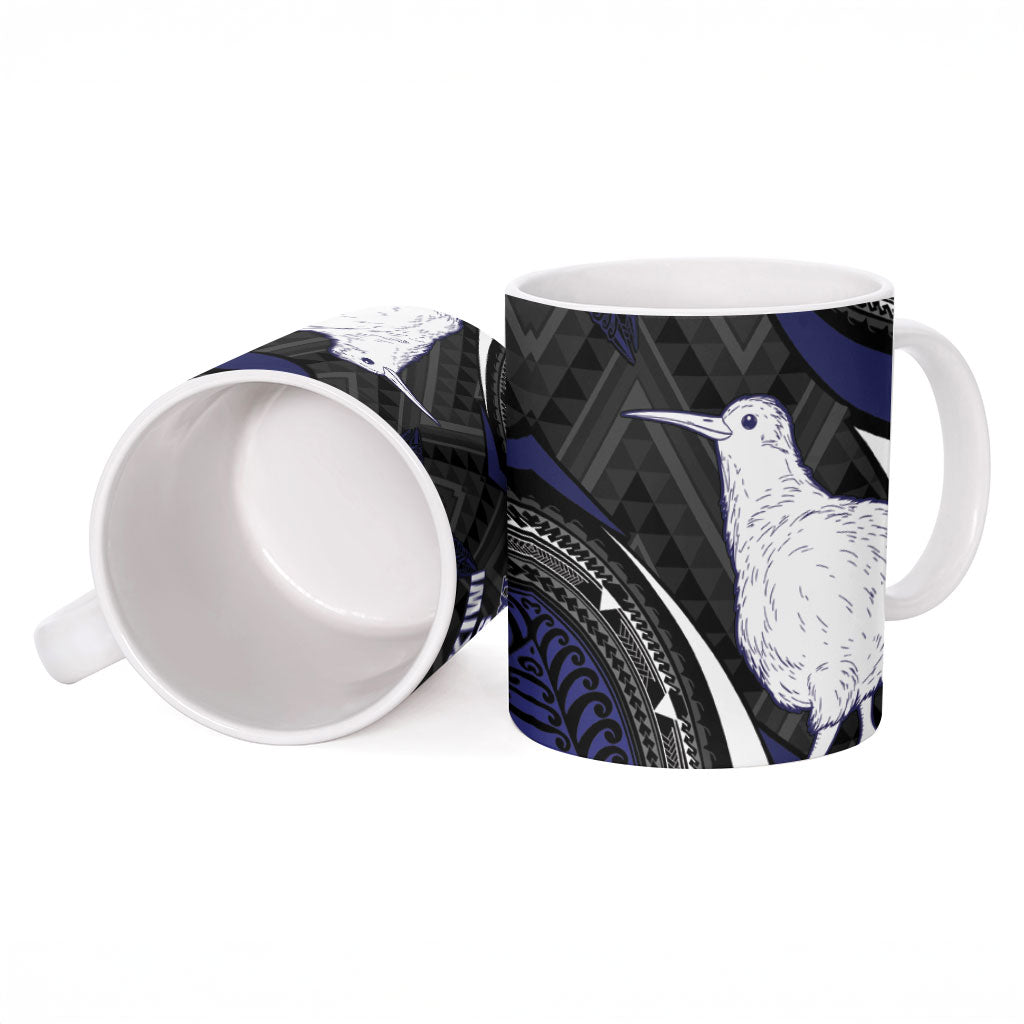 Personalised New Zealand Kiwi Ceramic Mug Silver Fern Tribal Pattern DT05 - Polynesian Pride