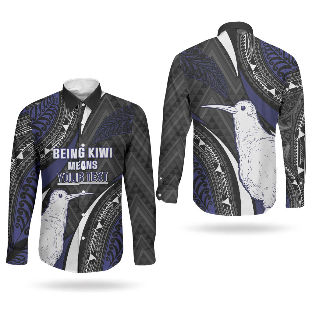 Personalised New Zealand Kiwi Couples Matching Off Shoulder Maxi Dress and Long Sleeve Button Shirt Silver Fern Tribal Pattern DT05 - Polynesian Pride