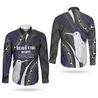 Personalised New Zealand Kiwi Couples Matching Summer Maxi Dress and Long Sleeve Button Shirt Silver Fern Tribal Pattern DT05 - Polynesian Pride