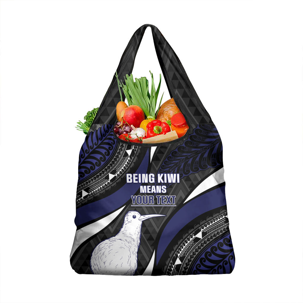 Personalised New Zealand Kiwi Grocery Bag Silver Fern Tribal Pattern