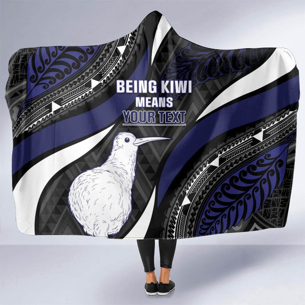 Personalised New Zealand Kiwi Hooded Blanket Silver Fern Tribal Pattern