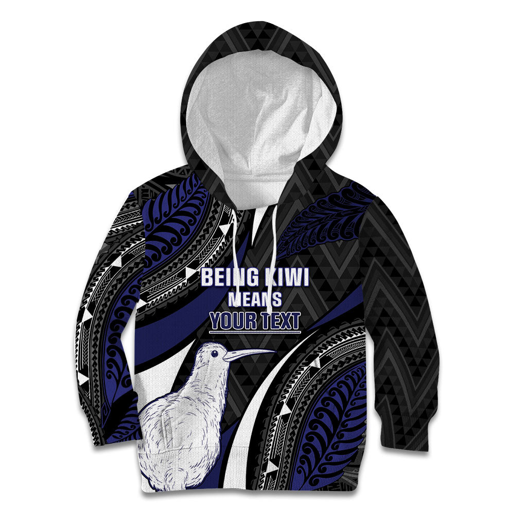 Personalised New Zealand Kiwi Kid Hoodie Silver Fern Tribal Pattern