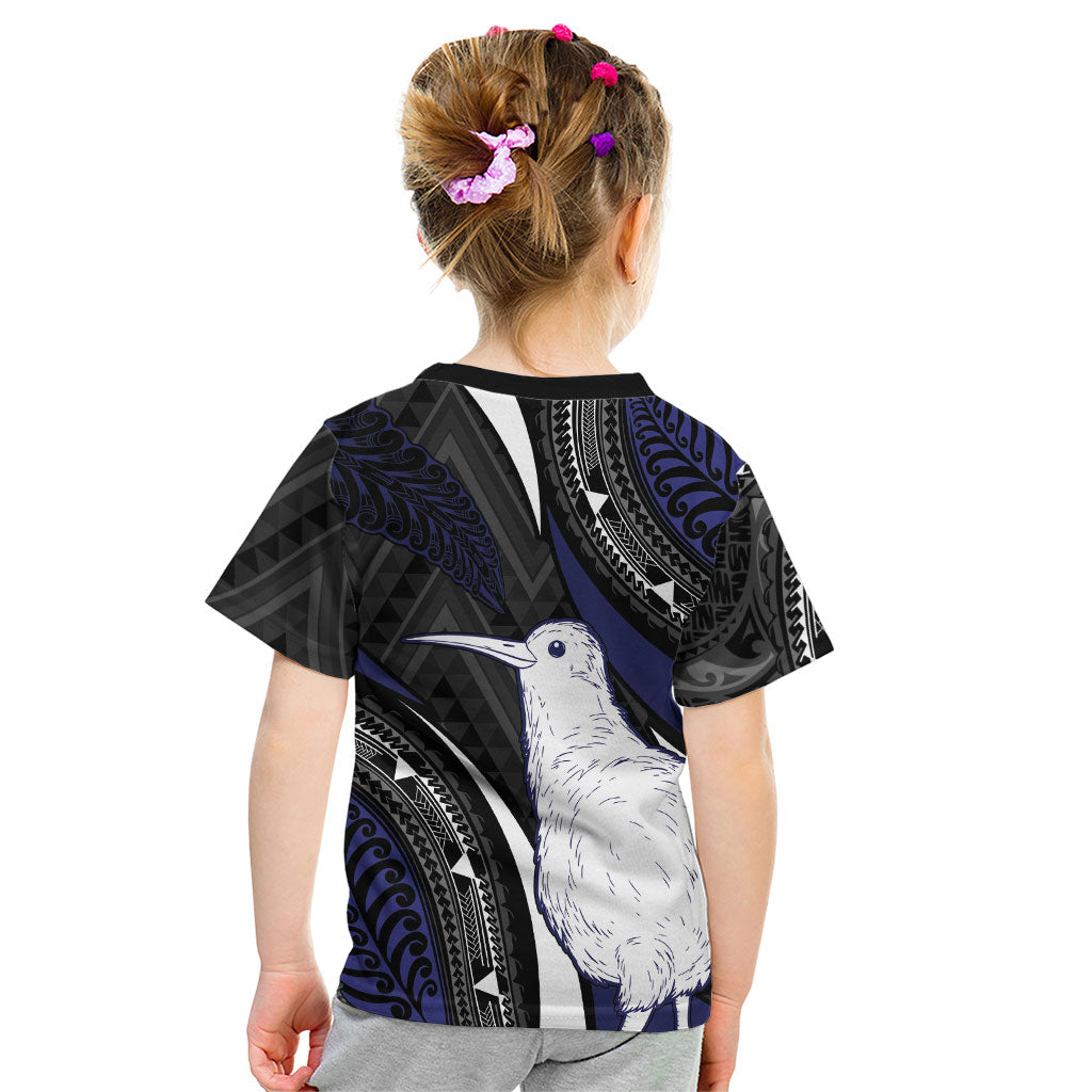 Personalised New Zealand Kiwi Kid T Shirt Silver Fern Tribal Pattern DT05 - Polynesian Pride