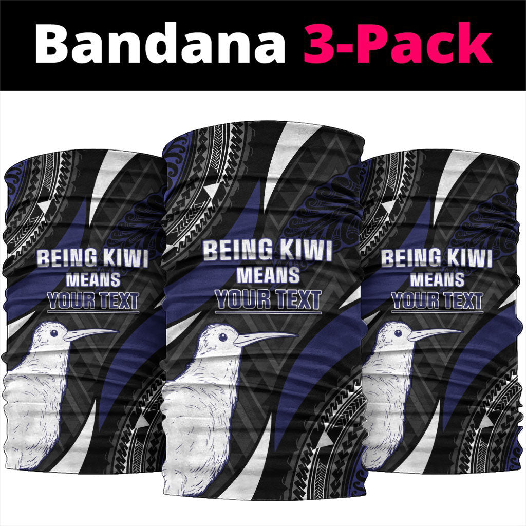 Personalised New Zealand Kiwi Neck Gaiter Silver Fern Tribal Pattern DT05 package One Size: 25*50cm Navy - Polynesian Pride