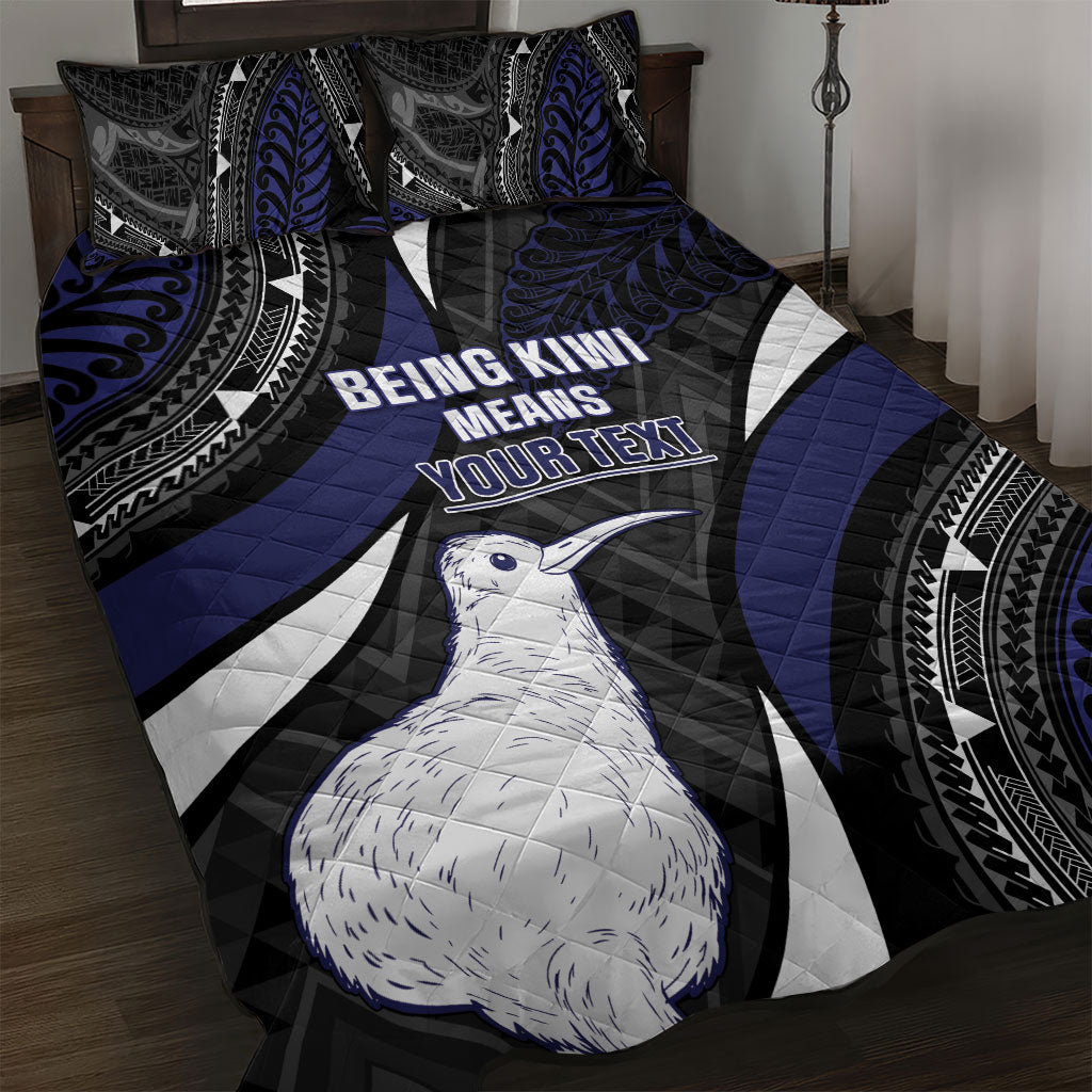 Personalised New Zealand Kiwi Quilt Bed Set Silver Fern Tribal Pattern