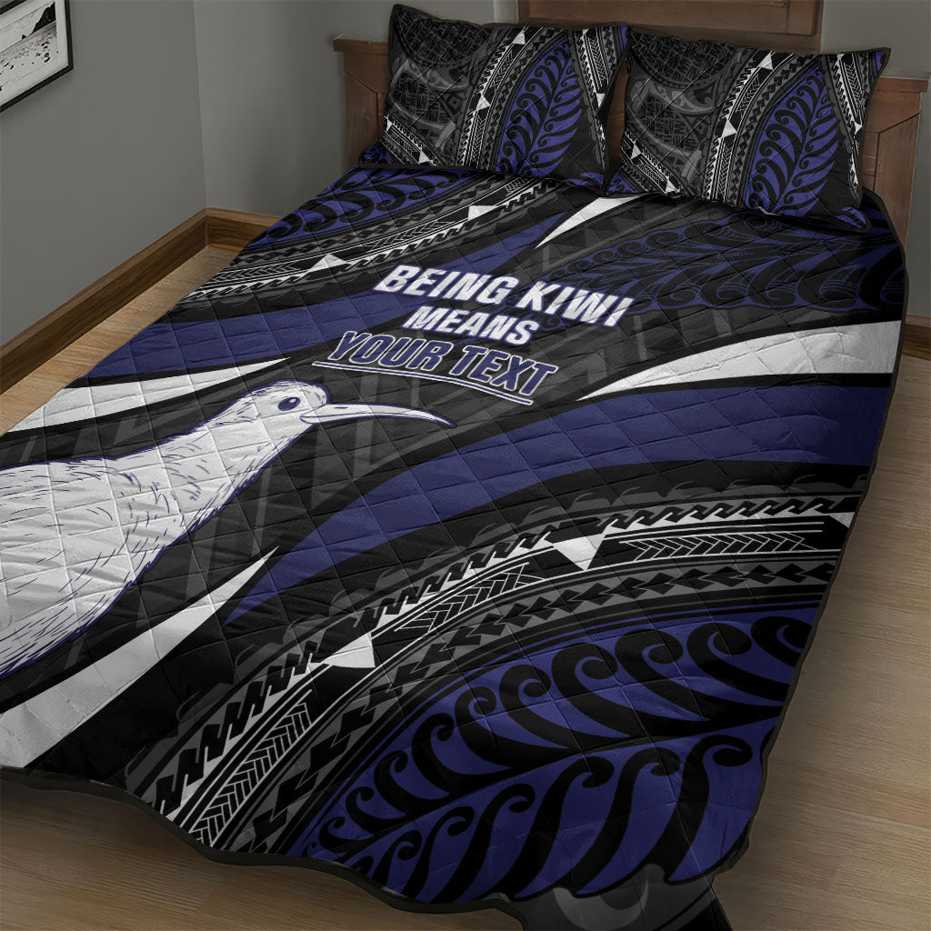 Personalised New Zealand Kiwi Quilt Bed Set Silver Fern Tribal Pattern DT05 - Polynesian Pride