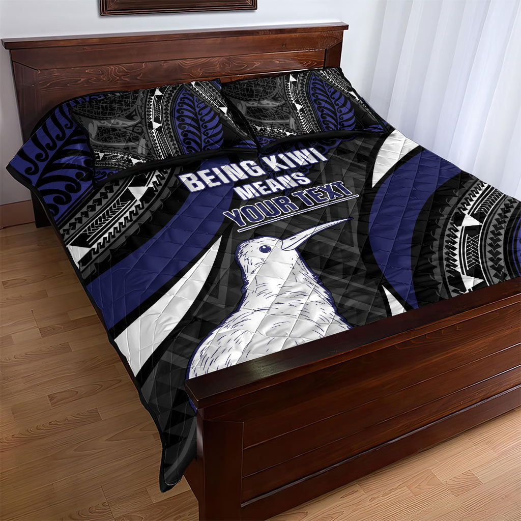 Personalised New Zealand Kiwi Quilt Bed Set Silver Fern Tribal Pattern DT05 - Polynesian Pride