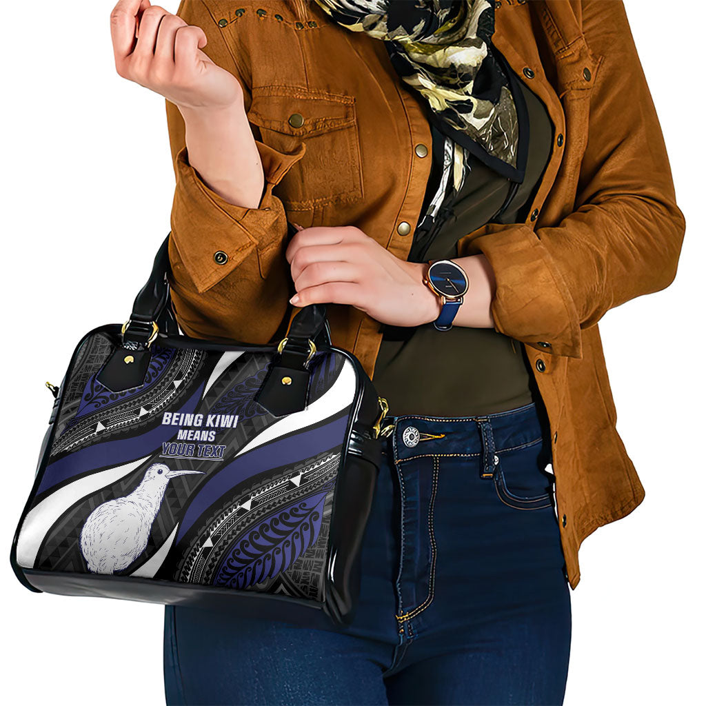 Personalised New Zealand Kiwi Shoulder Handbag Silver Fern Tribal Pattern DT05 - Polynesian Pride