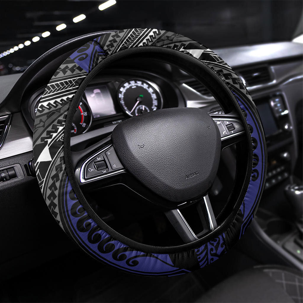 New Zealand Kiwi Steering Wheel Cover Silver Fern Tribal Pattern
