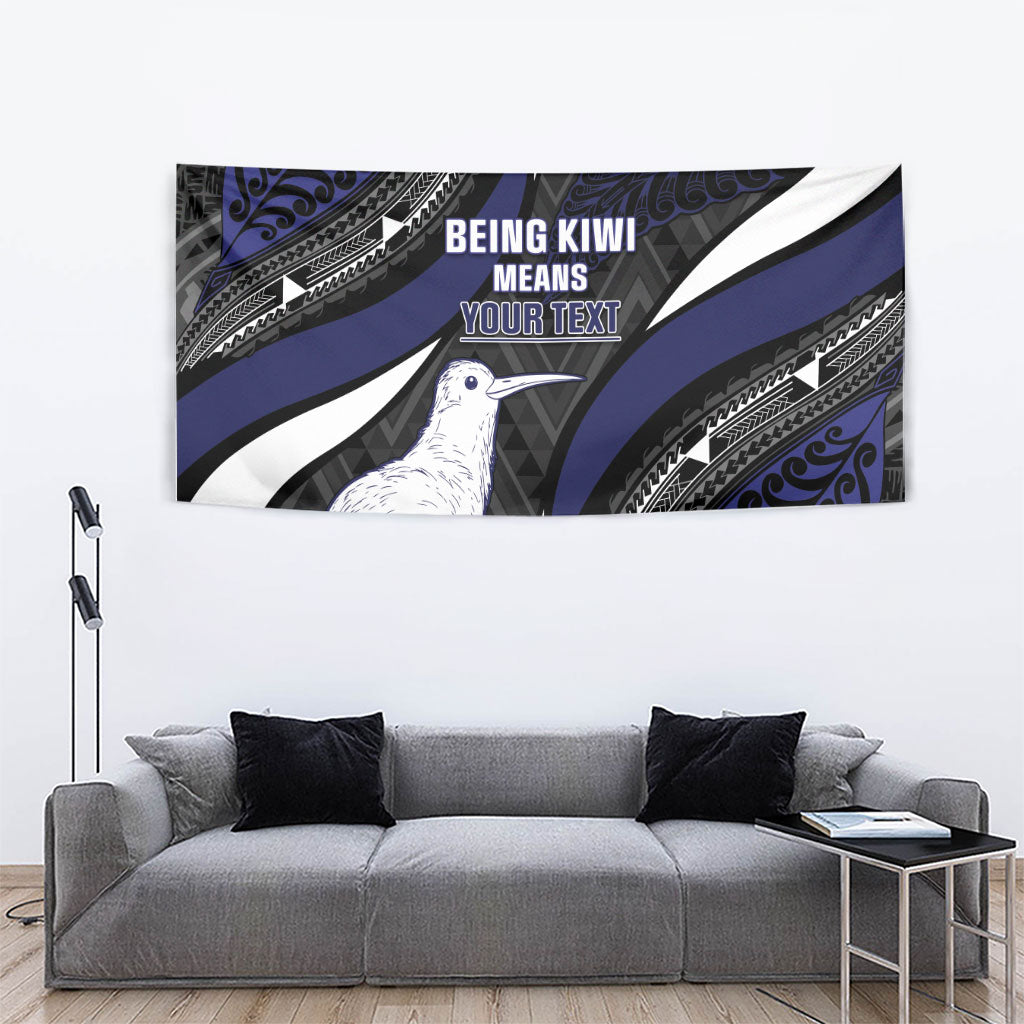 Personalised New Zealand Kiwi Tapestry Silver Fern Tribal Pattern DT05 - Polynesian Pride