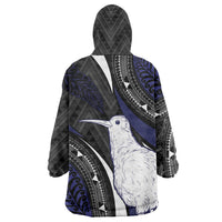 Personalised New Zealand Kiwi Wearable Blanket Hoodie Silver Fern Tribal Pattern DT05 - Polynesian Pride