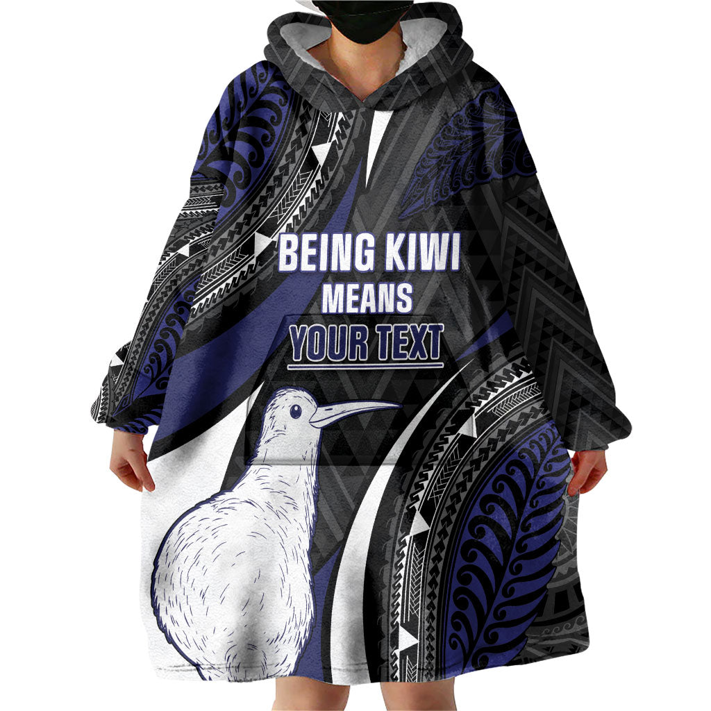 Personalised New Zealand Kiwi Wearable Blanket Hoodie Silver Fern Tribal Pattern DT05 - Polynesian Pride