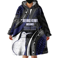 Personalised New Zealand Kiwi Wearable Blanket Hoodie Silver Fern Tribal Pattern DT05 - Polynesian Pride