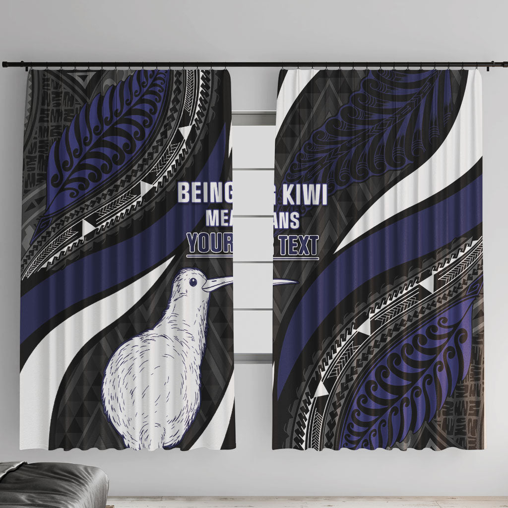 Personalised New Zealand Kiwi Window Curtain Silver Fern Tribal Pattern
