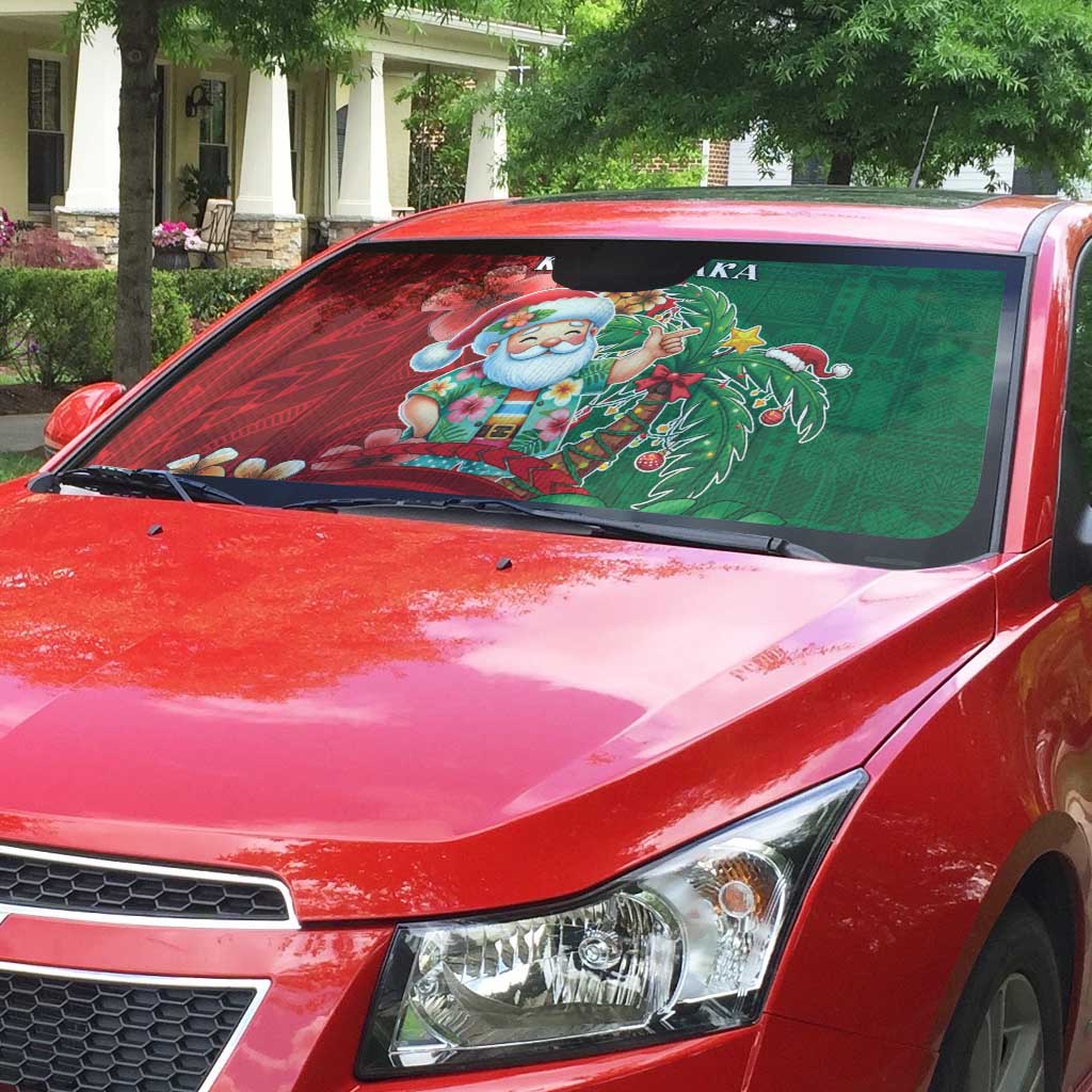 Hawaii Christmas Auto Sun Shade Mele Kalikimaka Funny Hawaiian Santa - Polynesian Pride