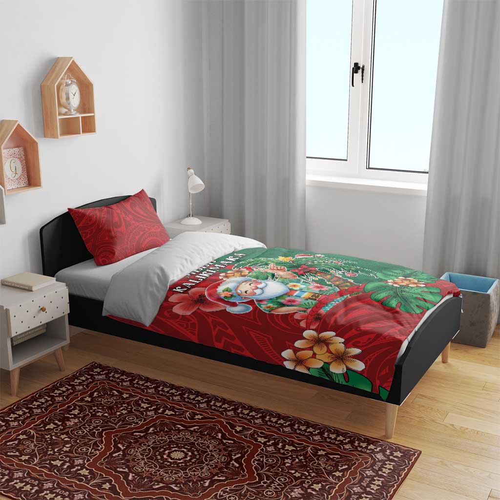 Hawaii Christmas Bedding Set Mele Kalikimaka Funny Hawaiian Santa - Polynesian Pride