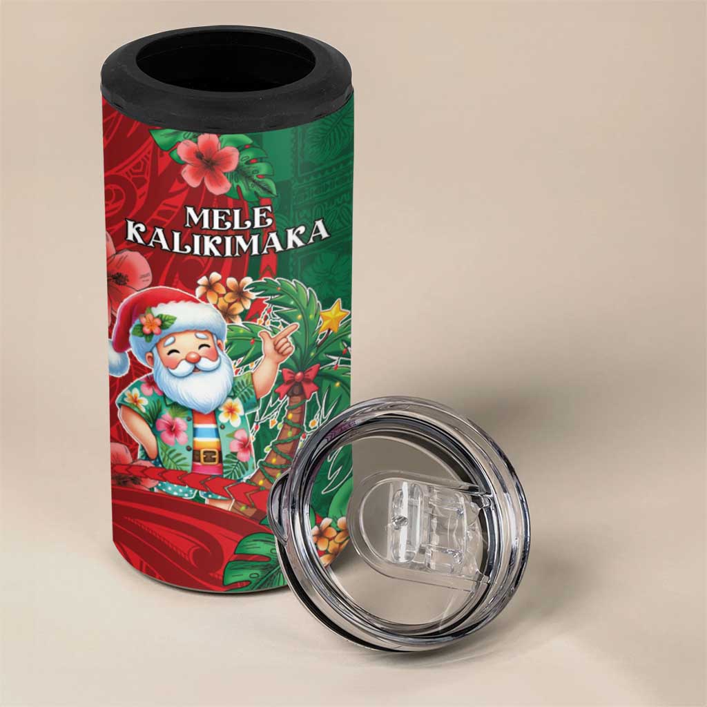 Hawaii Christmas 4 in 1 Can Cooler Tumbler Mele Kalikimaka Funny Hawaiian Santa DT05 - Polynesian Pride