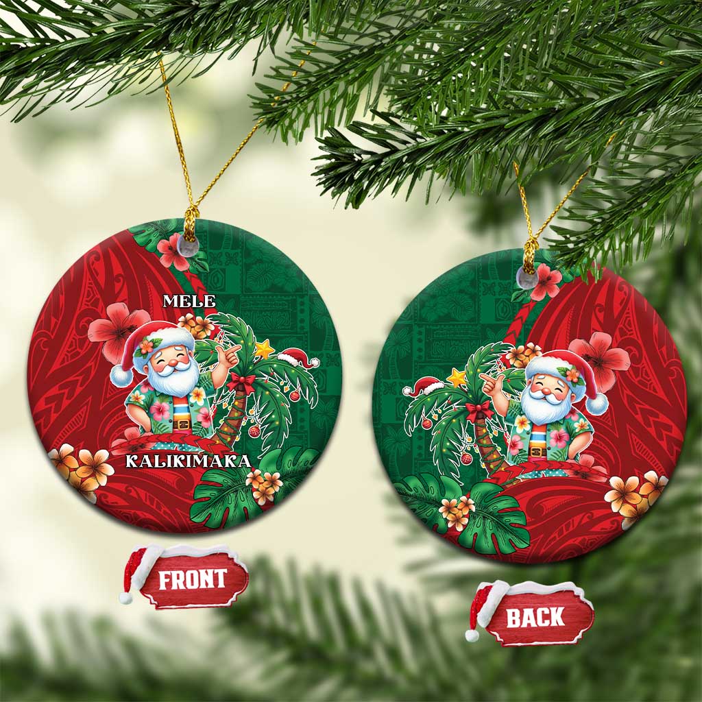 Hawaii Christmas Ceramic Ornament Mele Kalikimaka Funny Hawaiian Santa - Polynesian Pride