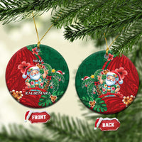 Hawaii Christmas Ceramic Ornament Mele Kalikimaka Funny Hawaiian Santa - Polynesian Pride