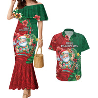Hawaii Christmas Couples Matching Mermaid Dress and Hawaiian Shirt Mele Kalikimaka Funny Hawaiian Santa DT05 Green - Polynesian Pride