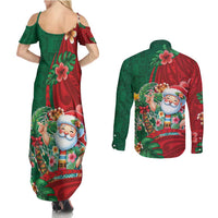 Hawaii Christmas Couples Matching Summer Maxi Dress and Long Sleeve Button Shirt Mele Kalikimaka Funny Hawaiian Santa DT05 - Polynesian Pride