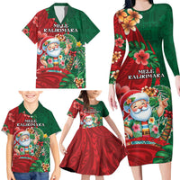 Hawaii Christmas Family Matching Long Sleeve Bodycon Dress and Hawaiian Shirt Mele Kalikimaka Funny Hawaiian Santa DT05 - Polynesian Pride