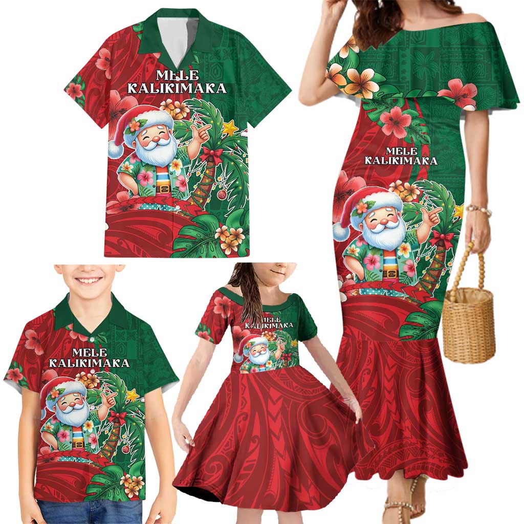 Hawaii Christmas Family Matching Mermaid Dress and Hawaiian Shirt Mele Kalikimaka Funny Hawaiian Santa DT05 - Polynesian Pride
