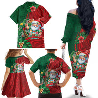 Hawaii Christmas Family Matching Off The Shoulder Long Sleeve Dress and Hawaiian Shirt Mele Kalikimaka Funny Hawaiian Santa DT05 - Polynesian Pride