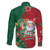 Hawaii Christmas Family Matching Off The Shoulder Long Sleeve Dress and Hawaiian Shirt Mele Kalikimaka Funny Hawaiian Santa DT05 - Polynesian Pride