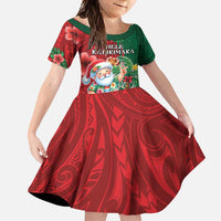 Hawaii Christmas Family Matching Off Shoulder Maxi Dress and Hawaiian Shirt Mele Kalikimaka Funny Hawaiian Santa DT05 Daughter's Dress Green - Polynesian Pride