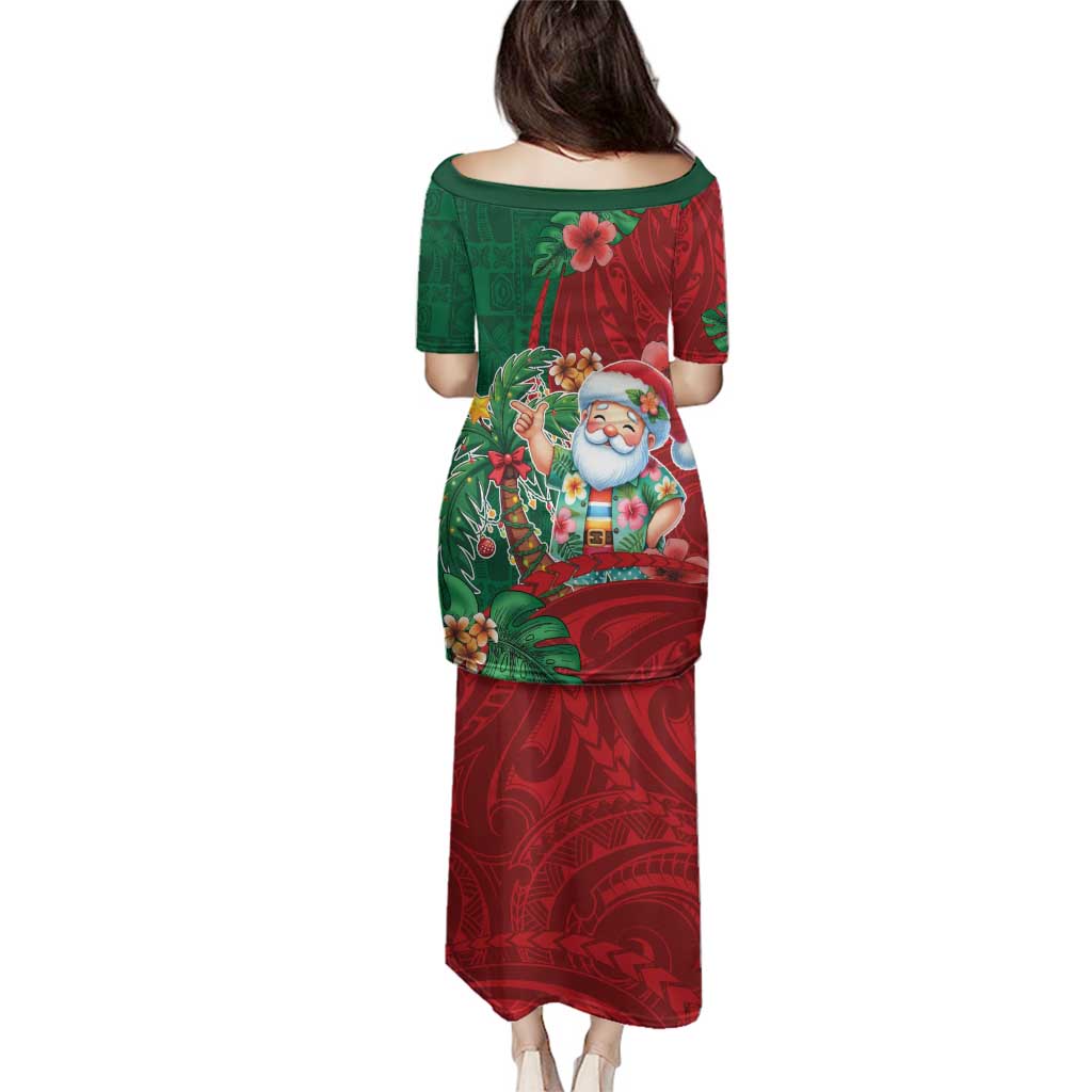 Hawaii Christmas Family Matching Puletasi and Hawaiian Shirt Mele Kalikimaka Funny Hawaiian Santa DT05 - Polynesian Pride