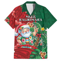 Hawaii Christmas Family Matching Short Sleeve Bodycon Dress and Hawaiian Shirt Mele Kalikimaka Funny Hawaiian Santa DT05 Dad's Shirt - Short Sleeve Green - Polynesian Pride