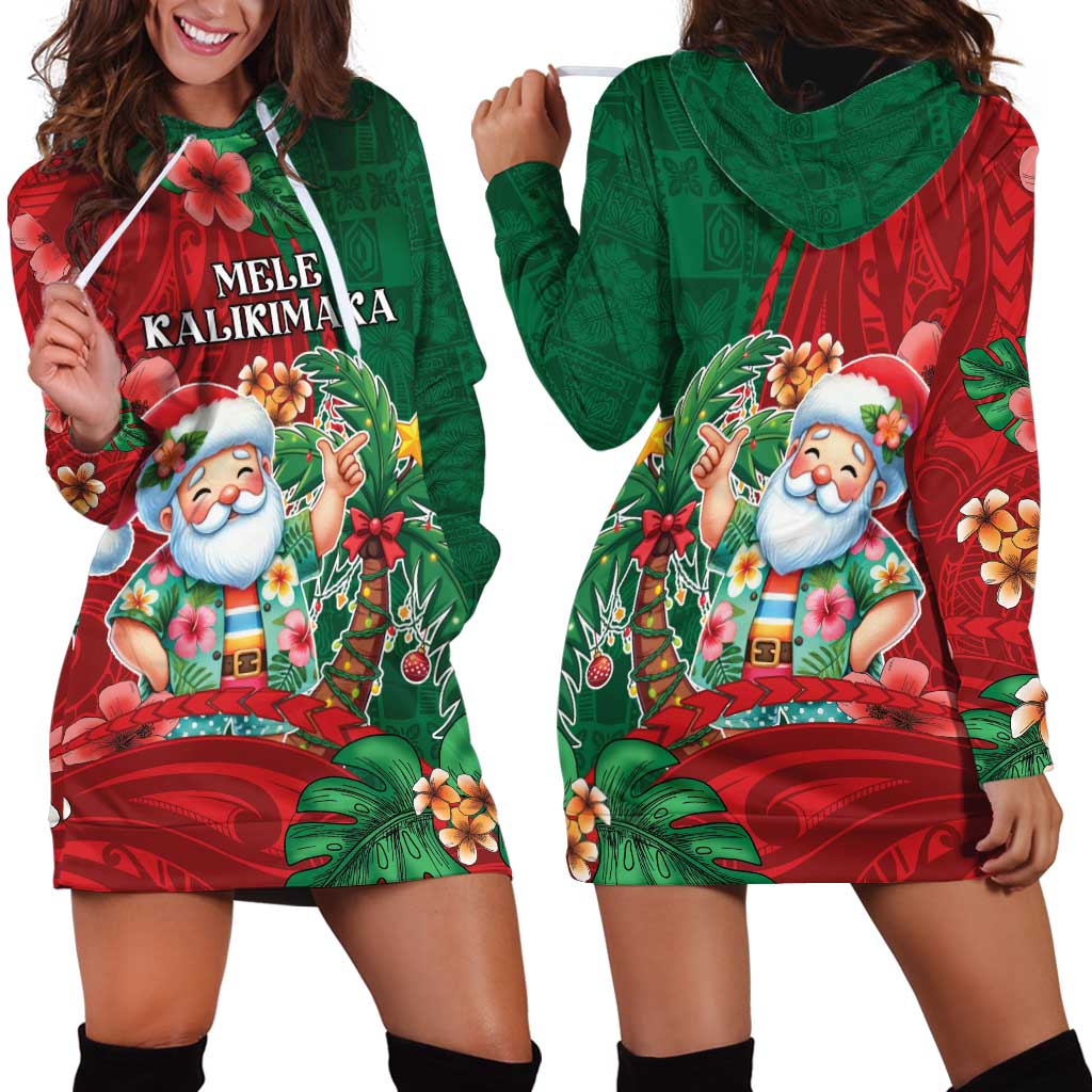 Hawaii Christmas Hoodie Dress Mele Kalikimaka Funny Hawaiian Santa DT05 - Polynesian Pride