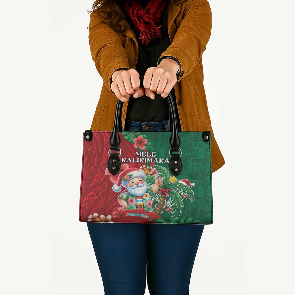 Hawaii Christmas Leather Bag Mele Kalikimaka Funny Hawaiian Santa - Polynesian Pride