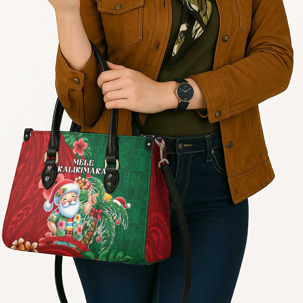 Hawaii Christmas Leather Bag Mele Kalikimaka Funny Hawaiian Santa - Polynesian Pride