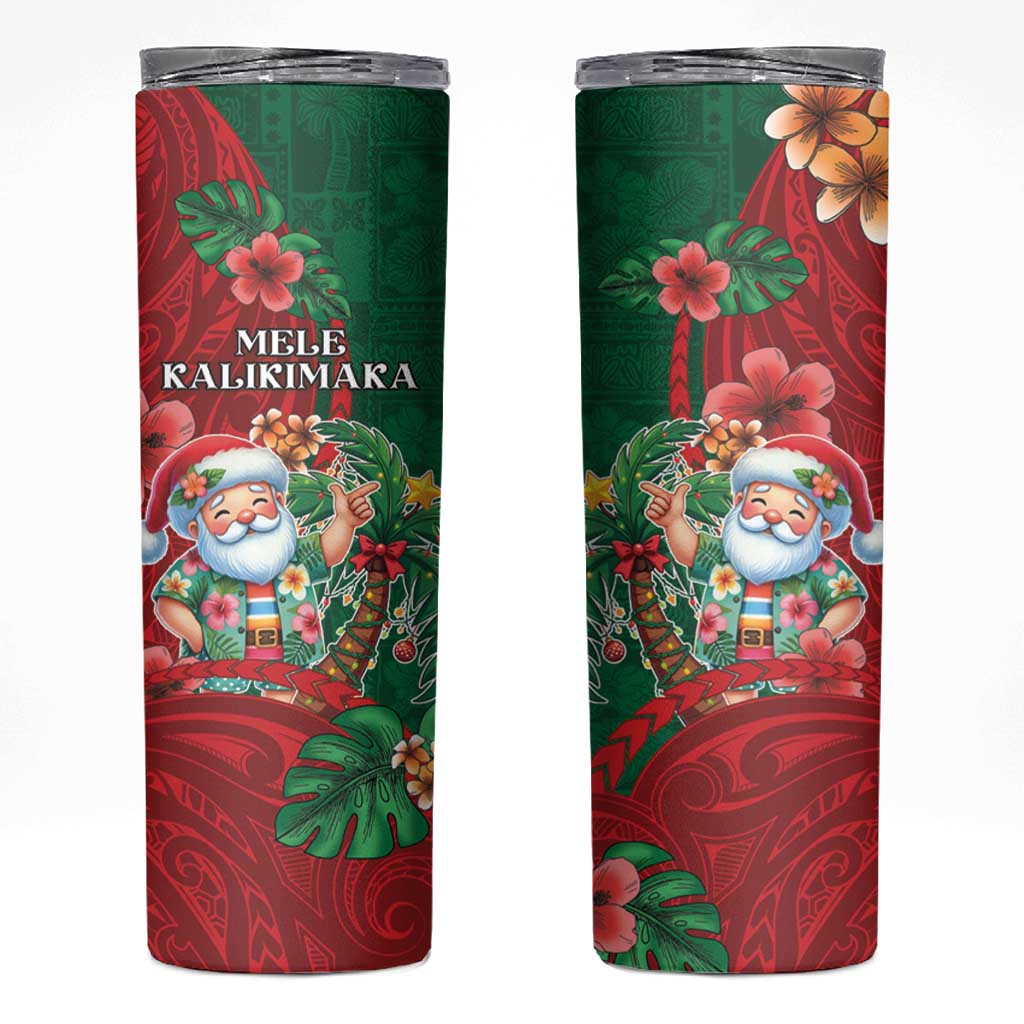 Hawaii Christmas Skinny Tumbler Mele Kalikimaka Funny Hawaiian Santa DT05 Green - Polynesian Pride