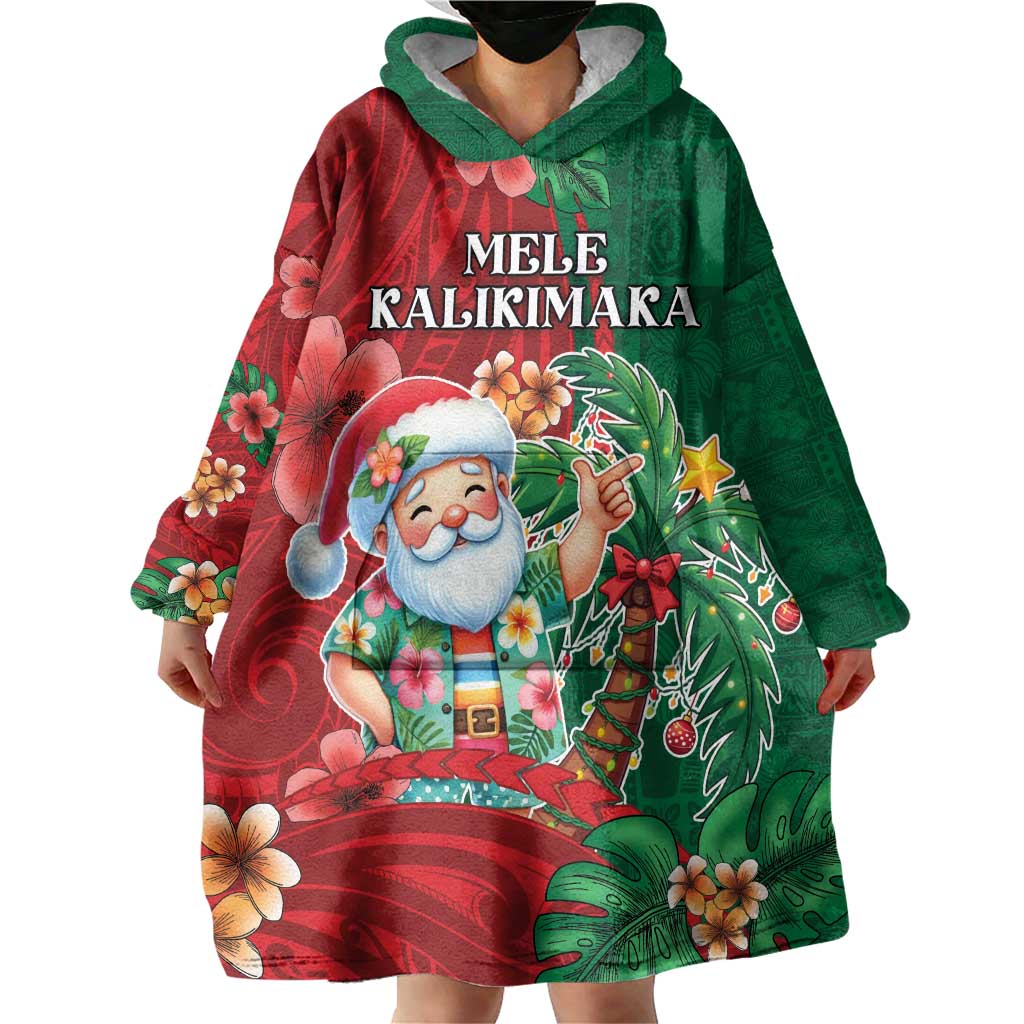 Hawaii Christmas Wearable Blanket Hoodie Mele Kalikimaka Funny Hawaiian Santa DT05 - Polynesian Pride