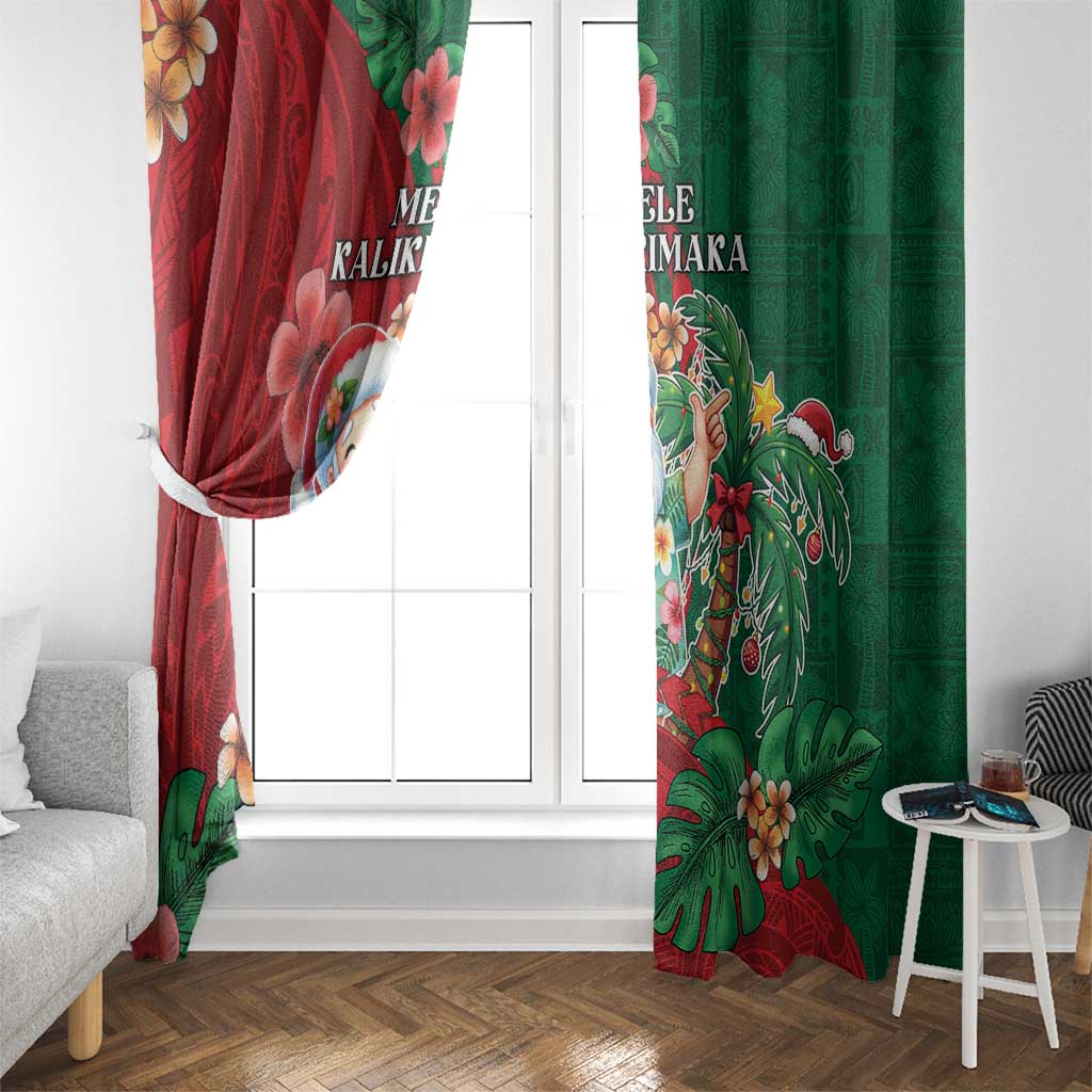 Hawaii Christmas Window Curtain Mele Kalikimaka Funny Hawaiian Santa - Polynesian Pride