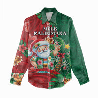 Hawaii Christmas Women Casual Shirt Mele Kalikimaka Funny Hawaiian Santa - Polynesian Pride