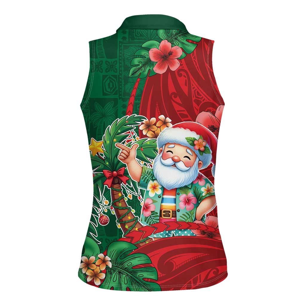 Hawaii Christmas Women Sleeveless Polo Shirt Mele Kalikimaka Funny Hawaiian Santa DT05 - Polynesian Pride